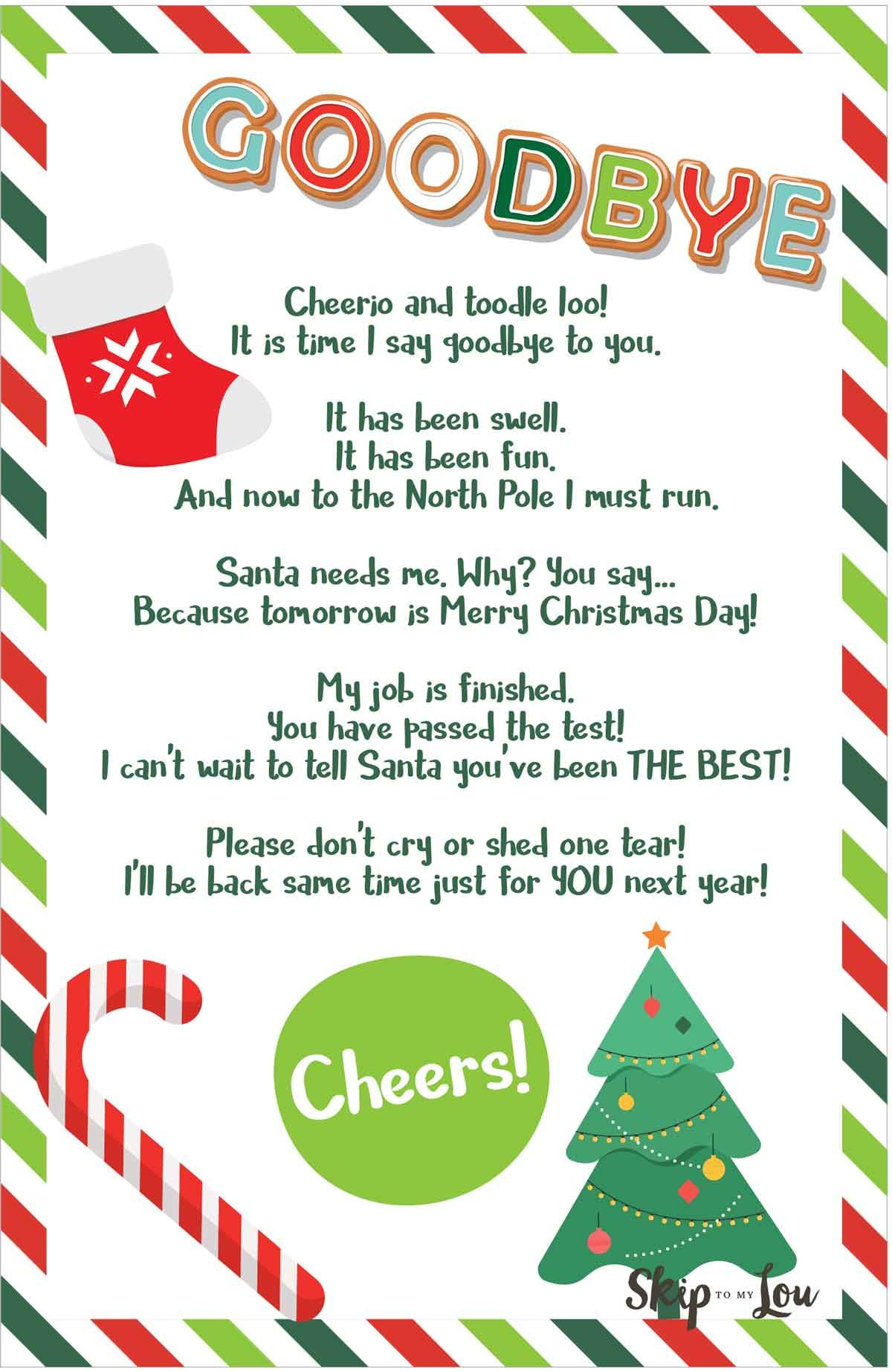 Free Printable Hello And Goodbye Elf Letters | Skip To My Lou in Goodbye Letter from Elf Free Printable