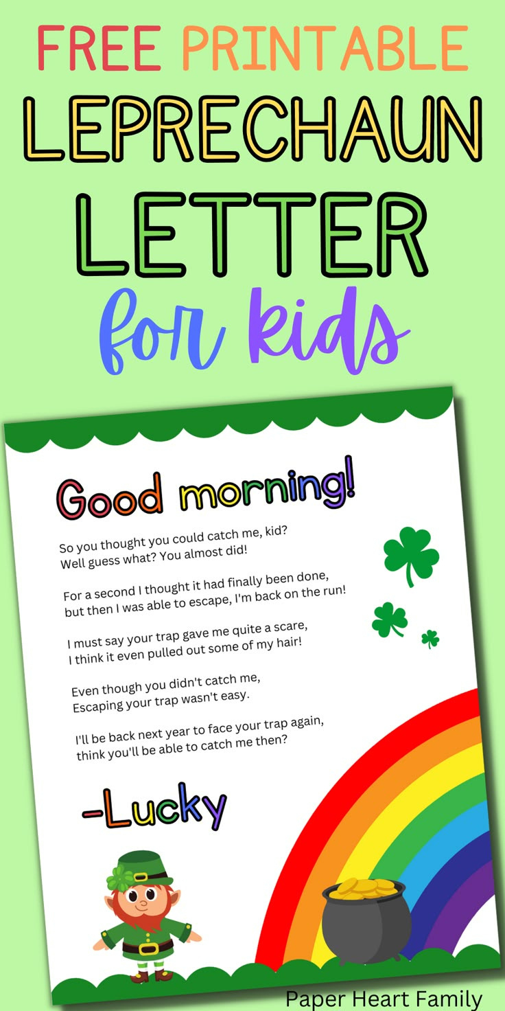 Free Printable Leprechaun Letter For Kids with regard to Free Printable Leprechaun Trap Letter