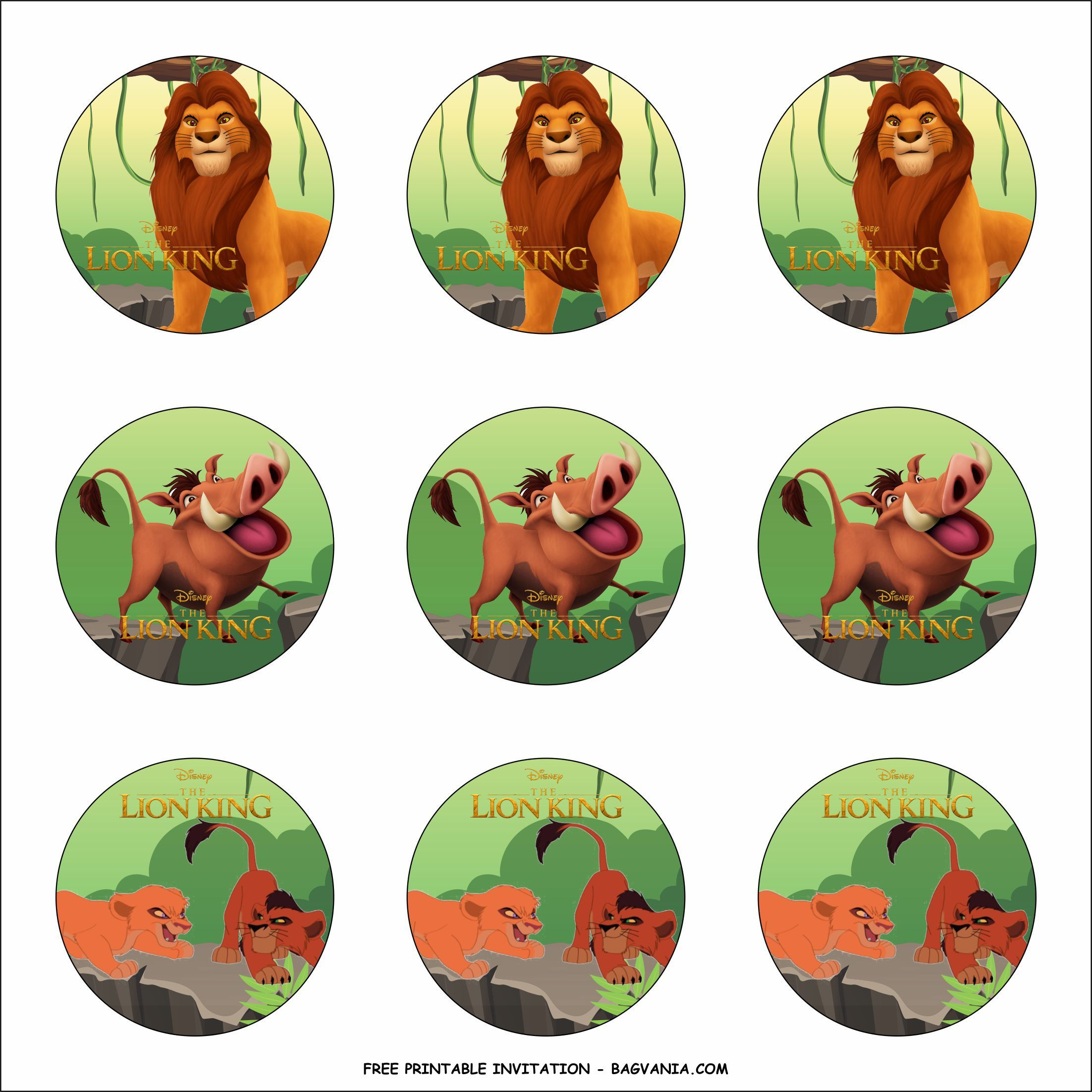 Free Printable Lion King Birthday Party Kits Template for Free Printable Lion King Cupcake Toppers