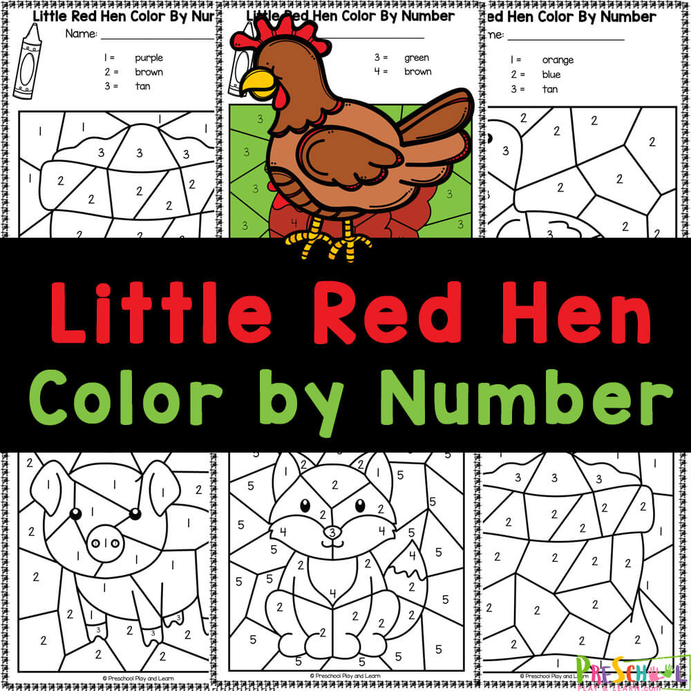 Free Printable Little Red Hen Colornumber Worksheets with regard to Free Printable Little Red Hen Characters Printables