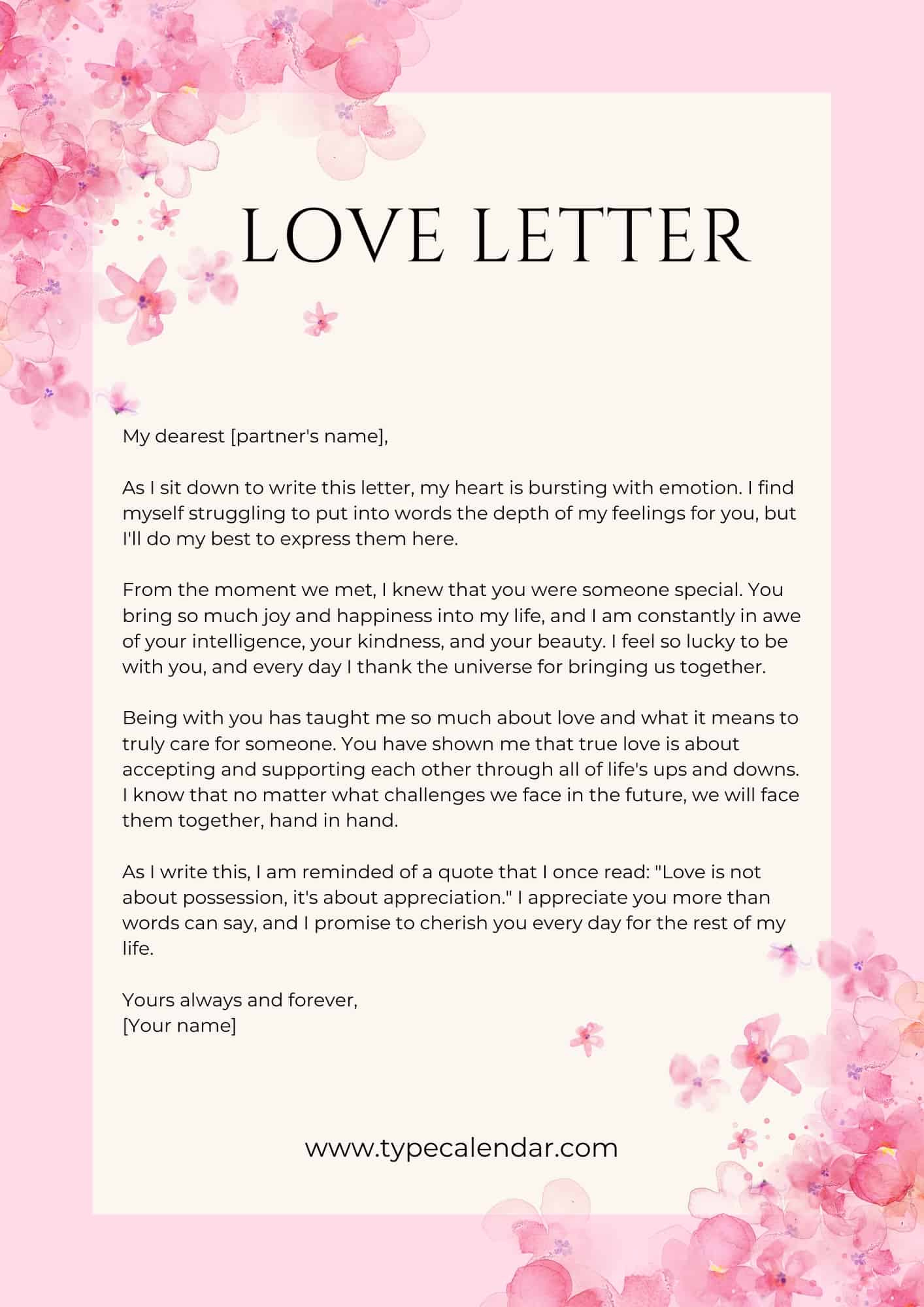 Free Printable Love Letter Templates [Word, Pdf] with Love Letter From God Printable