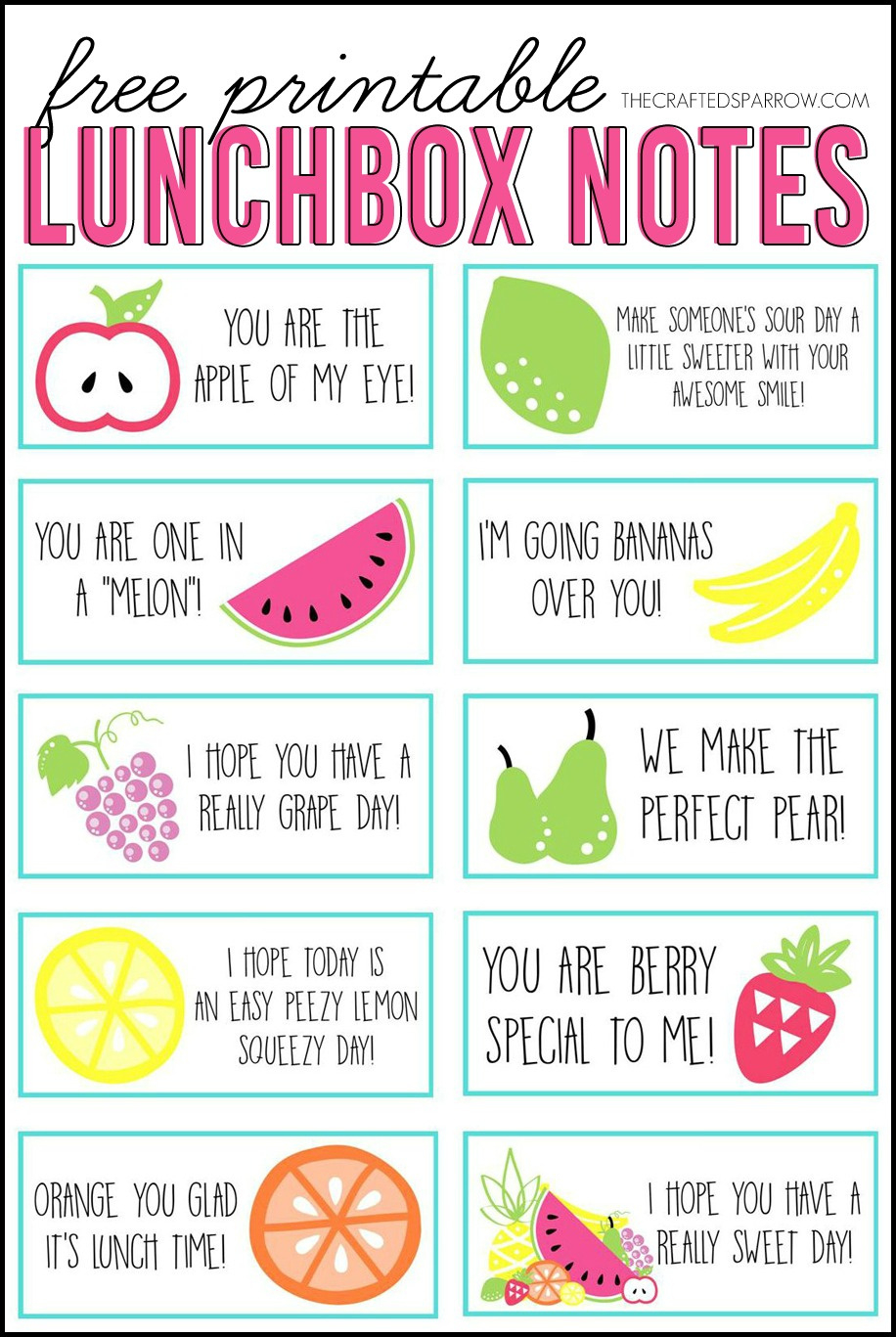 Free Printable Lunchbox Notes with regard to Lunch Box Notes Free Printables
