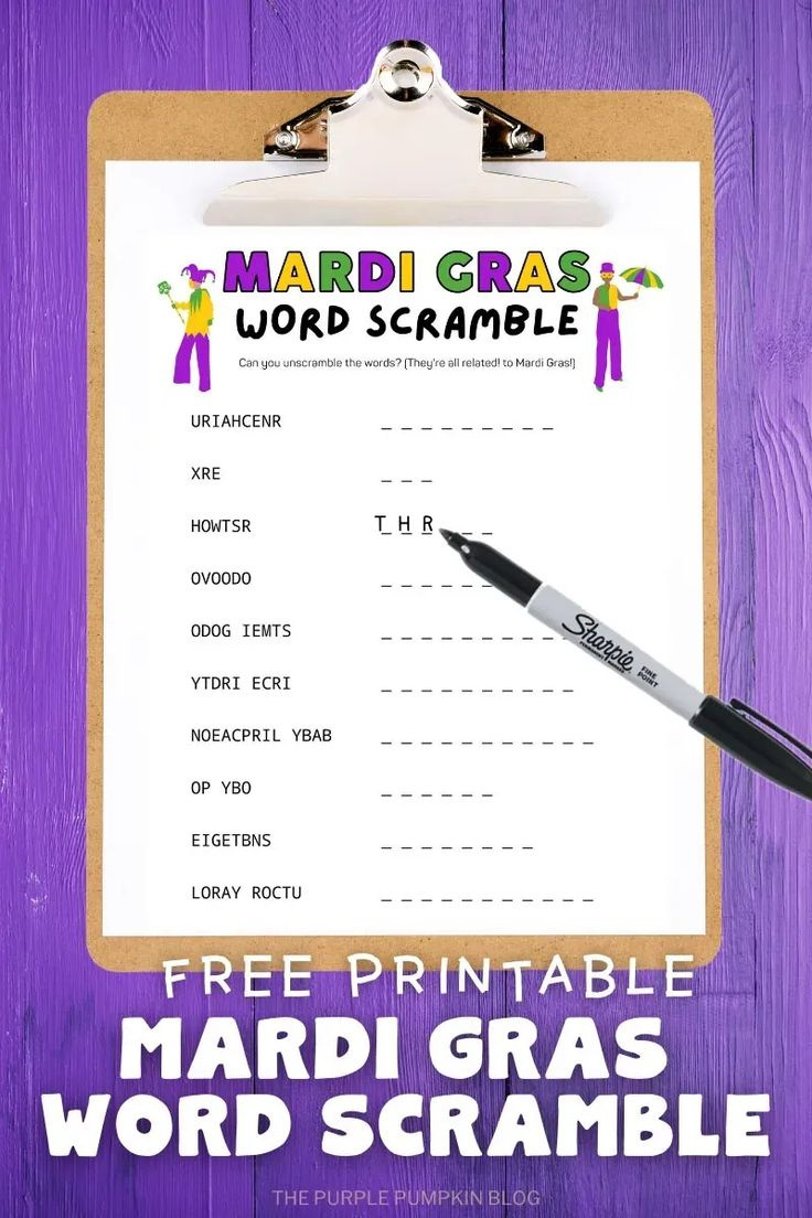 Free Printable Mardi Gras Scramble Puzzles inside Free Printable Mardi Gras Games