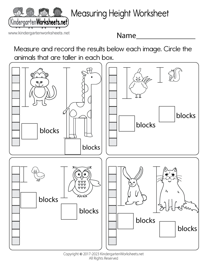 Free Printable Measuring Height Worksheet with Measuring Height Worksheet Printable