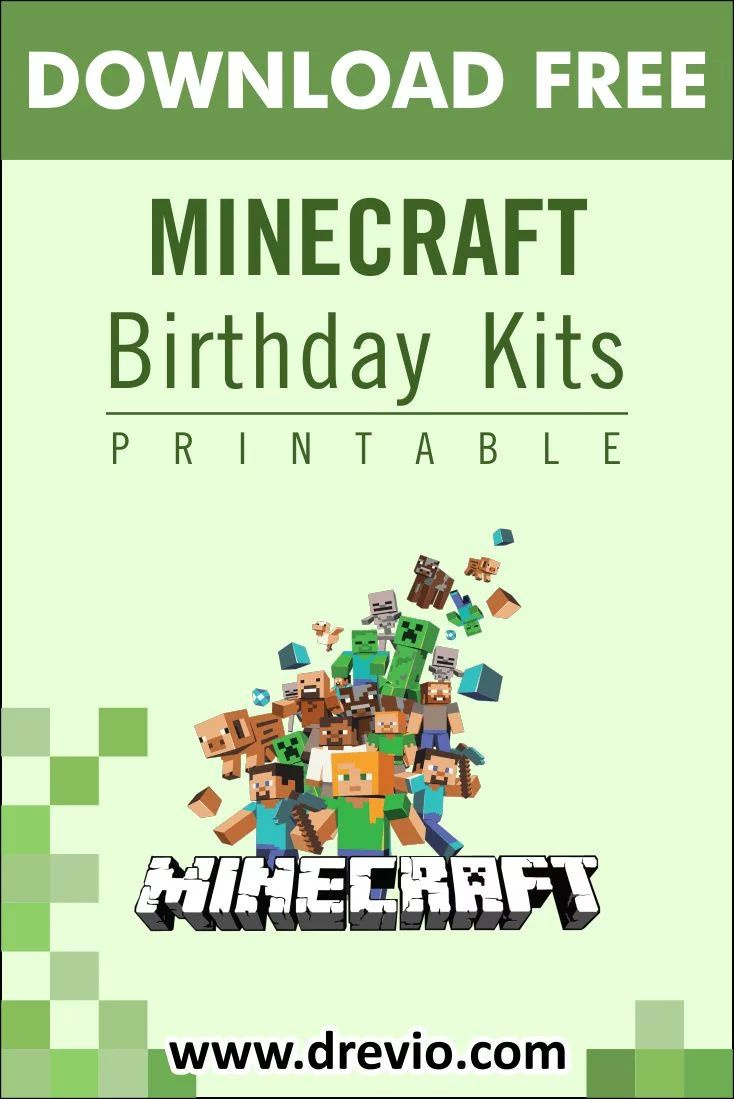 Free Printable) – Minecraft Birthday Party Kits Templates pertaining to Free Minecraft Birthday Printables