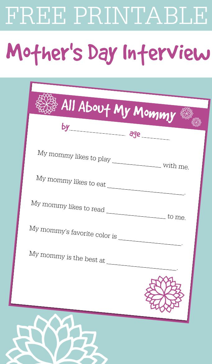 Free Printable Mother'S Day Interview For Kids with regard to Free Printable Mother&amp;#039;s Day Questions