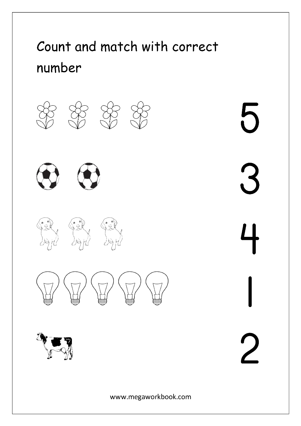 Free Printable Number Matching Worksheets For Kindergarten And intended for Number Match Worksheet Printable