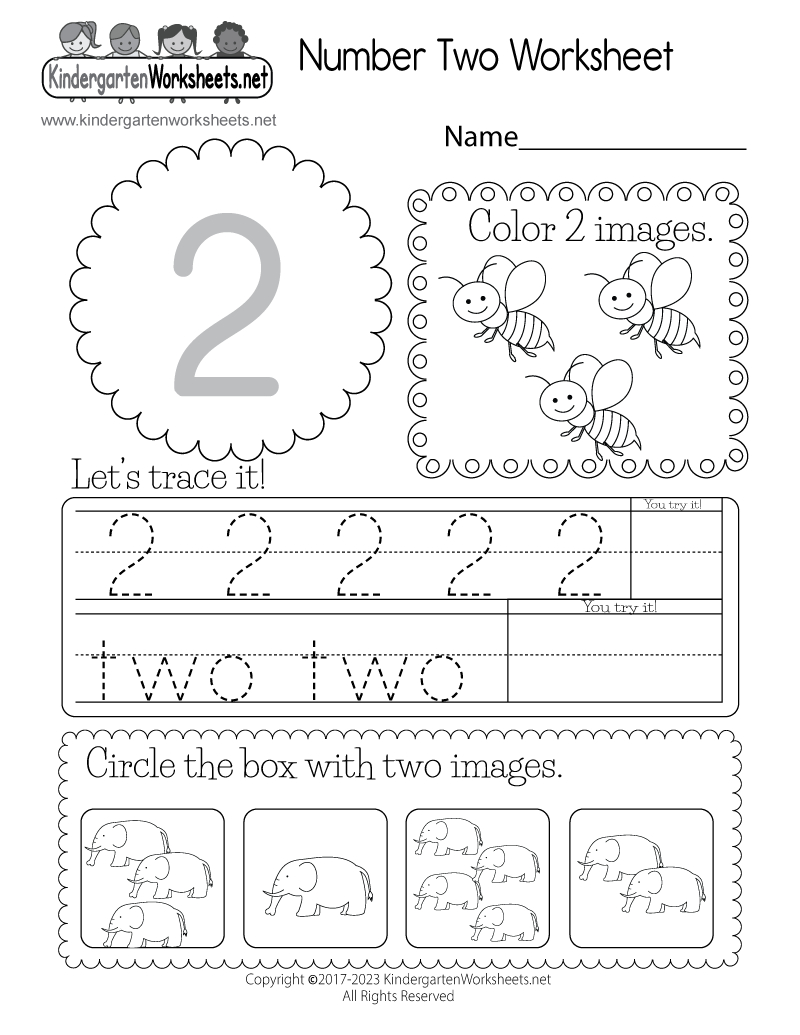 Free Printable Number Two Worksheet for Number Two Worksheet Printable