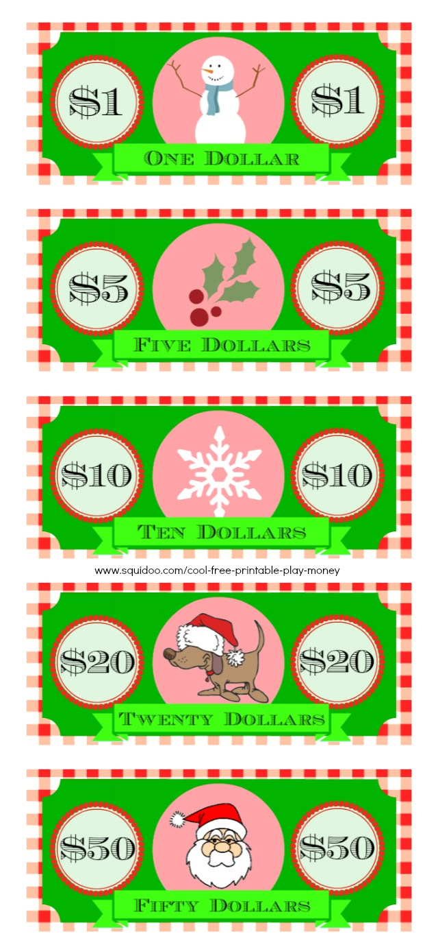 Free Printable Play Money Kids Will Love | Fake Monopoly Bills &amp; Coins for Free Printable Christmas Money