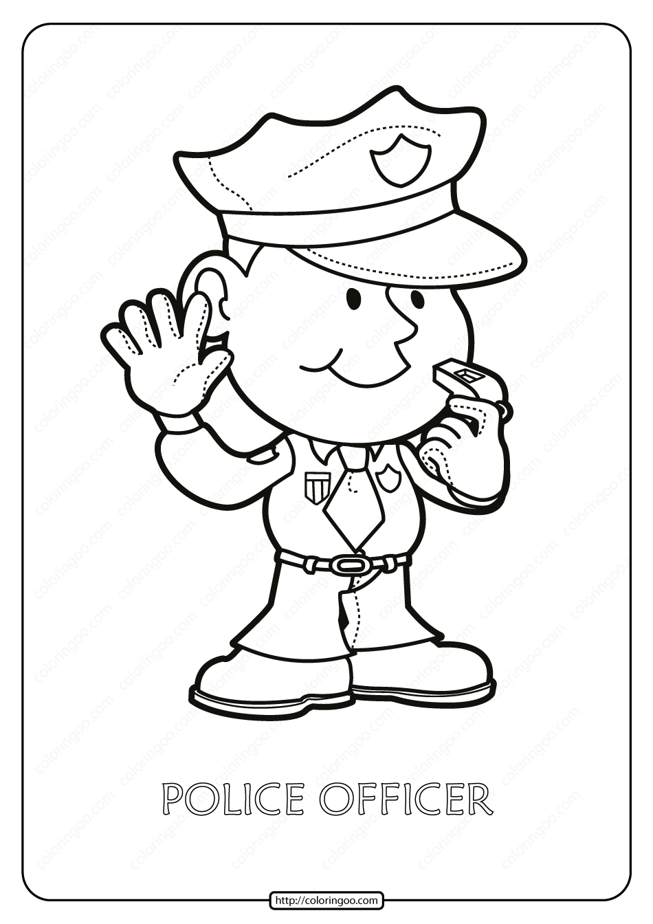 Free Printable Police Officer Pdf Coloring Page pertaining to Free Printable Preschool Police Officer Worksheets