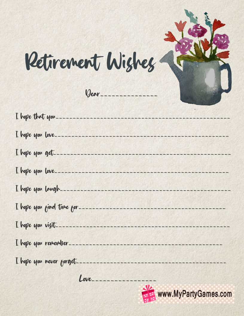 Free Printable Retirement Wishes Game Cards in Printable Free Printable Retirement Games