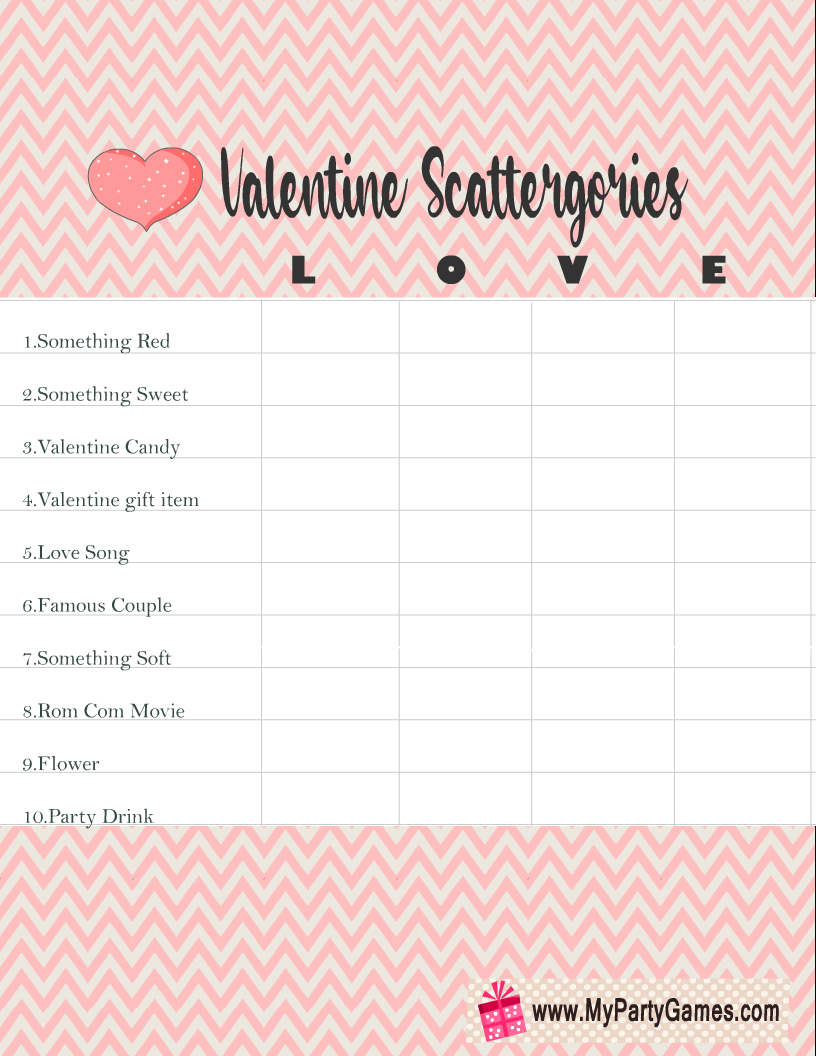Free Printable Scattergories Inspired Valentine&amp;#039;S Day Game regarding Valentine&amp;#039;S Day Scattergories Free Printable