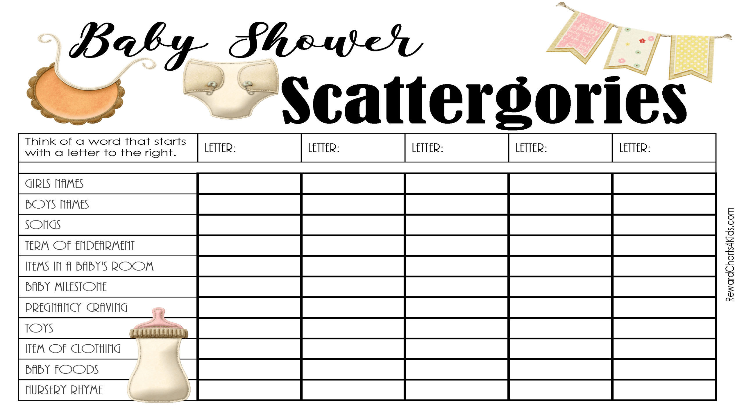 Free Printable Scattergories Lists | Instant Download for Free Printable Scattergories Printable Sheets