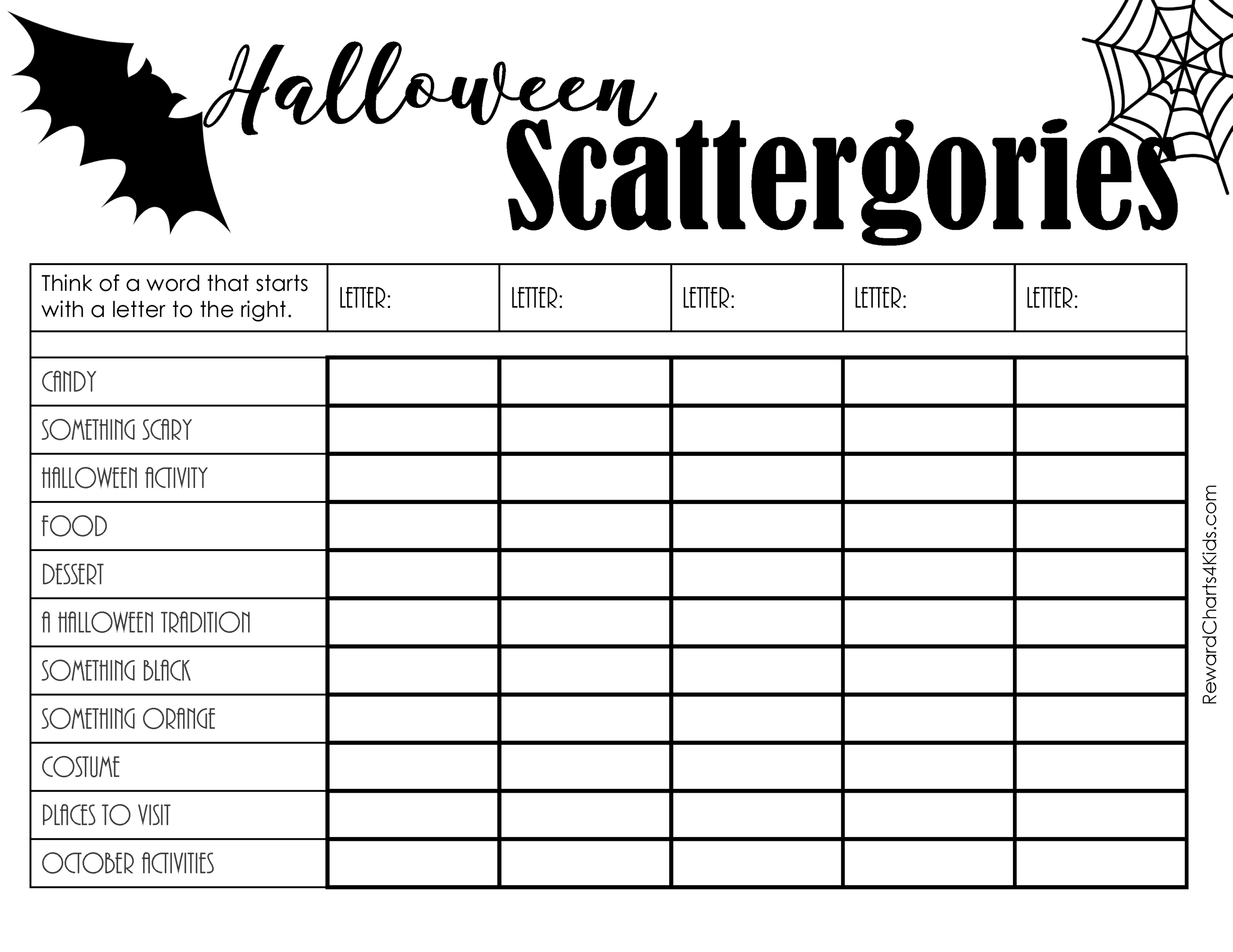 Free Printable Scattergories Lists | Instant Download intended for Free Printable Scattergories Printable Sheets