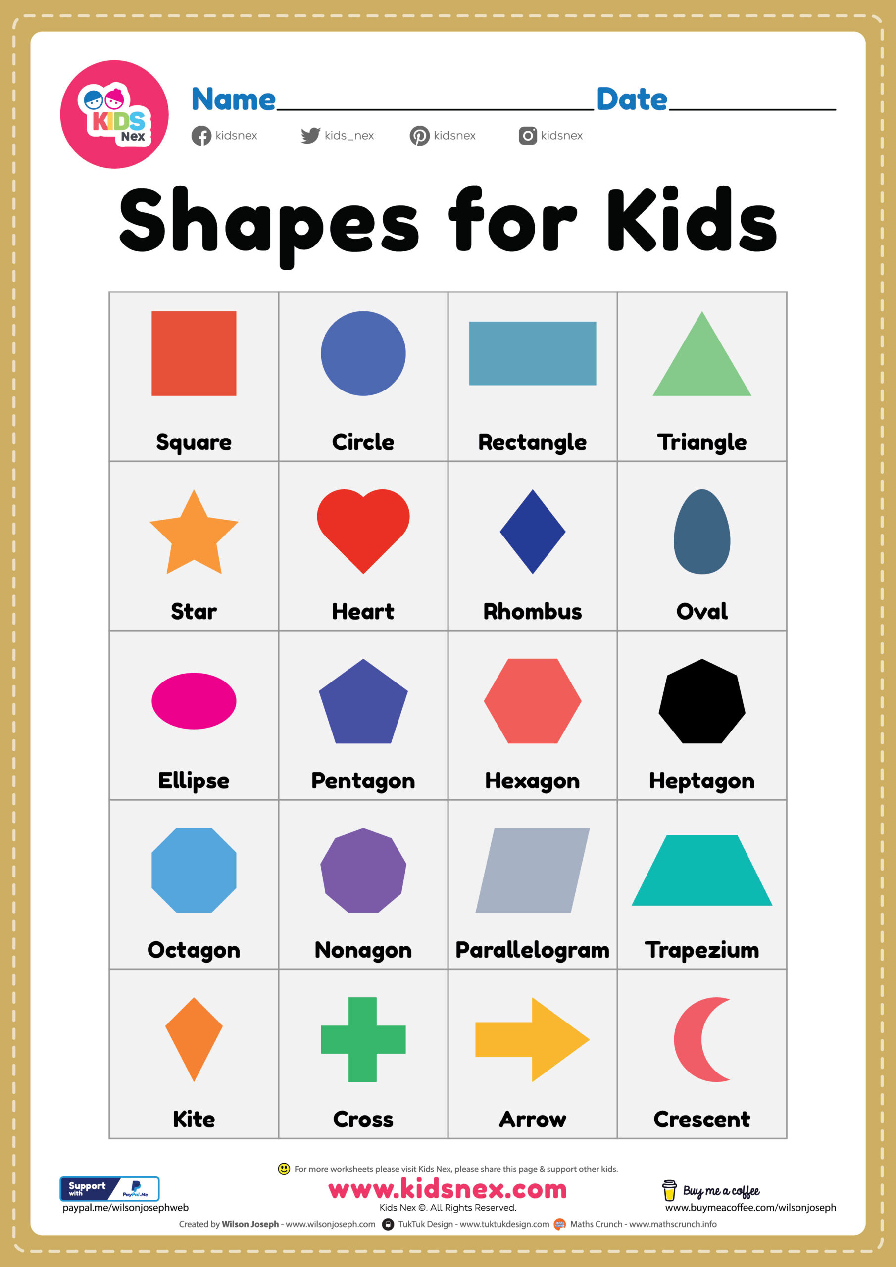 Free Printable Shapes For Kids - Preschool And Kindergarten intended for Free Printable Shapes Sheet