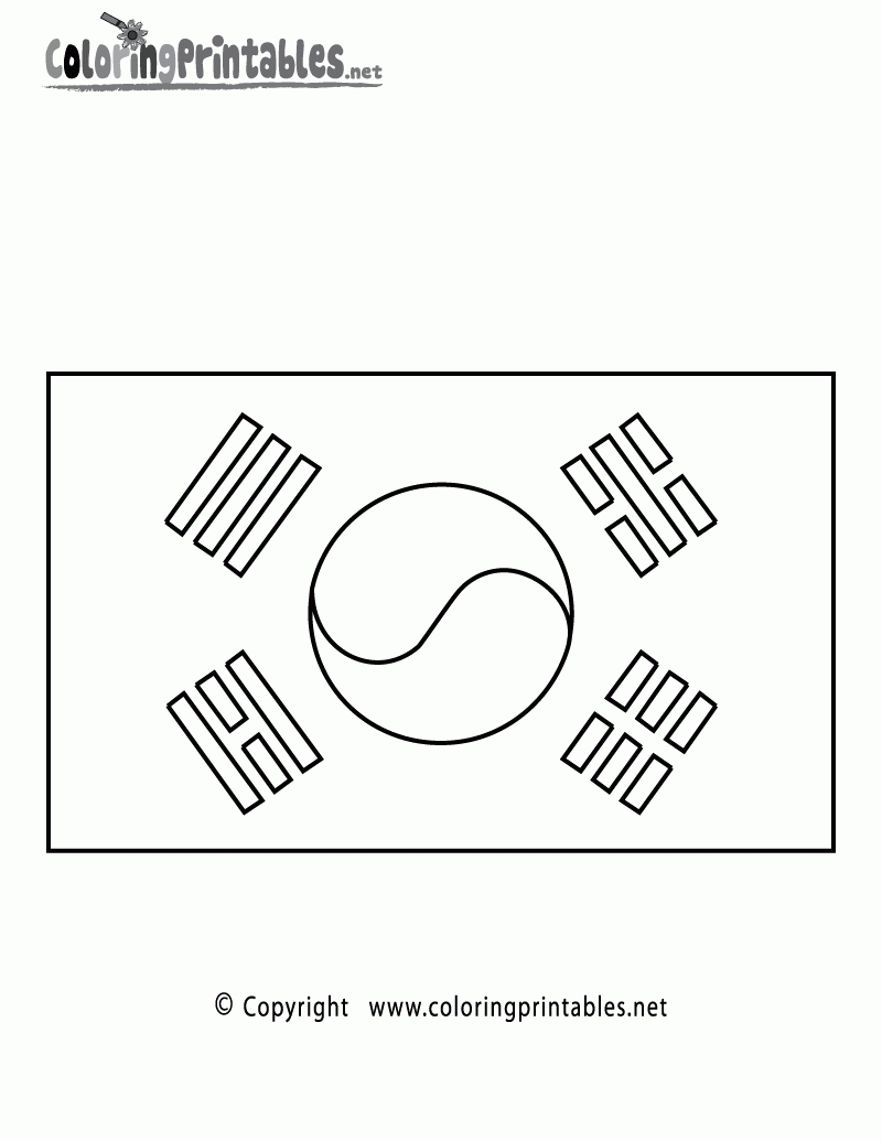 Free Printable South Korea Flag Coloring Page within Printable South Korean Flag