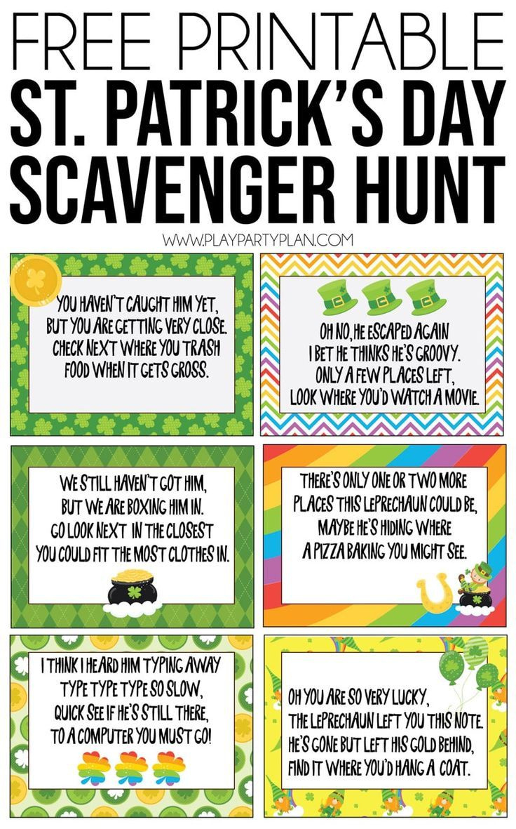 Free Printable St. Patrick&amp;#039;S Day Scavenger Hunt with Free Printable Leprechaun Scavenger Hunt Clues