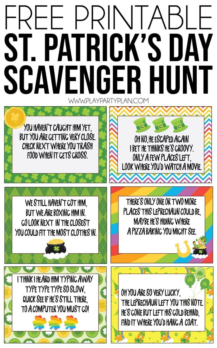 Free Printable St. Patrick&amp;#039;S Day Scavenger Hunt with regard to Leprechaun Scavenger Hunt Free Printable