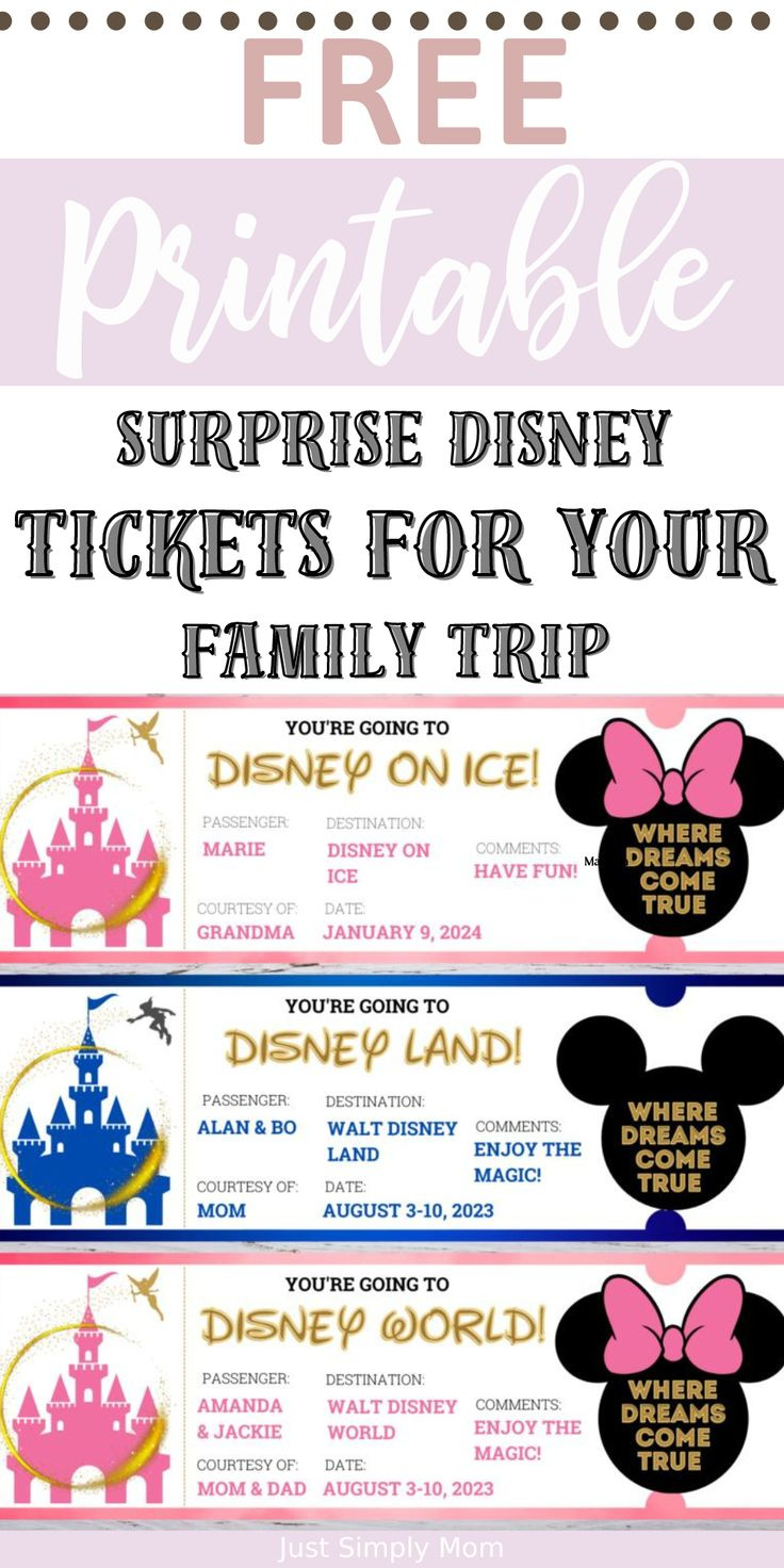Free Printable Surprise Disney Tickets For Your Family Trip regarding Free Printable Disney Boarding Pass