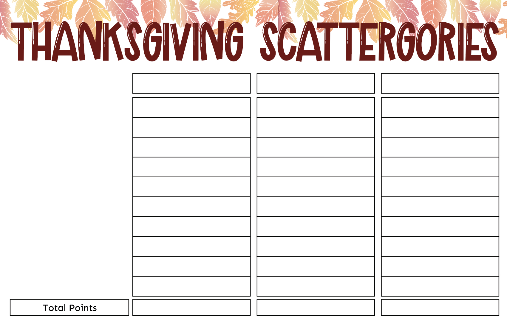 Free Printable Thanksgiving Scattergories Game - Play Party Plan pertaining to Thanksgiving Scattergories Free Printable
