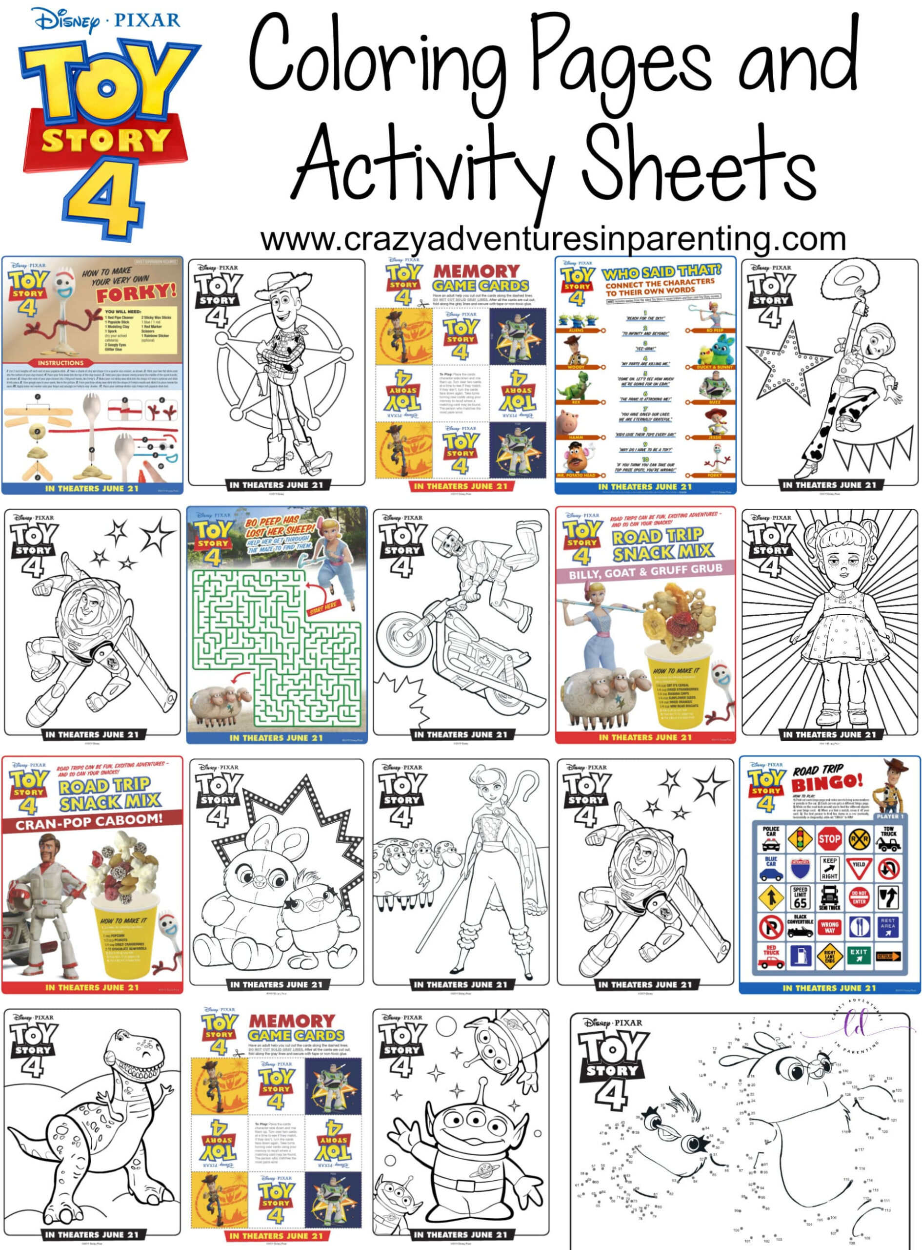 Free Printable Toy Story 4 Coloring Pages And Activity Sheets in Toy Story Free Printables