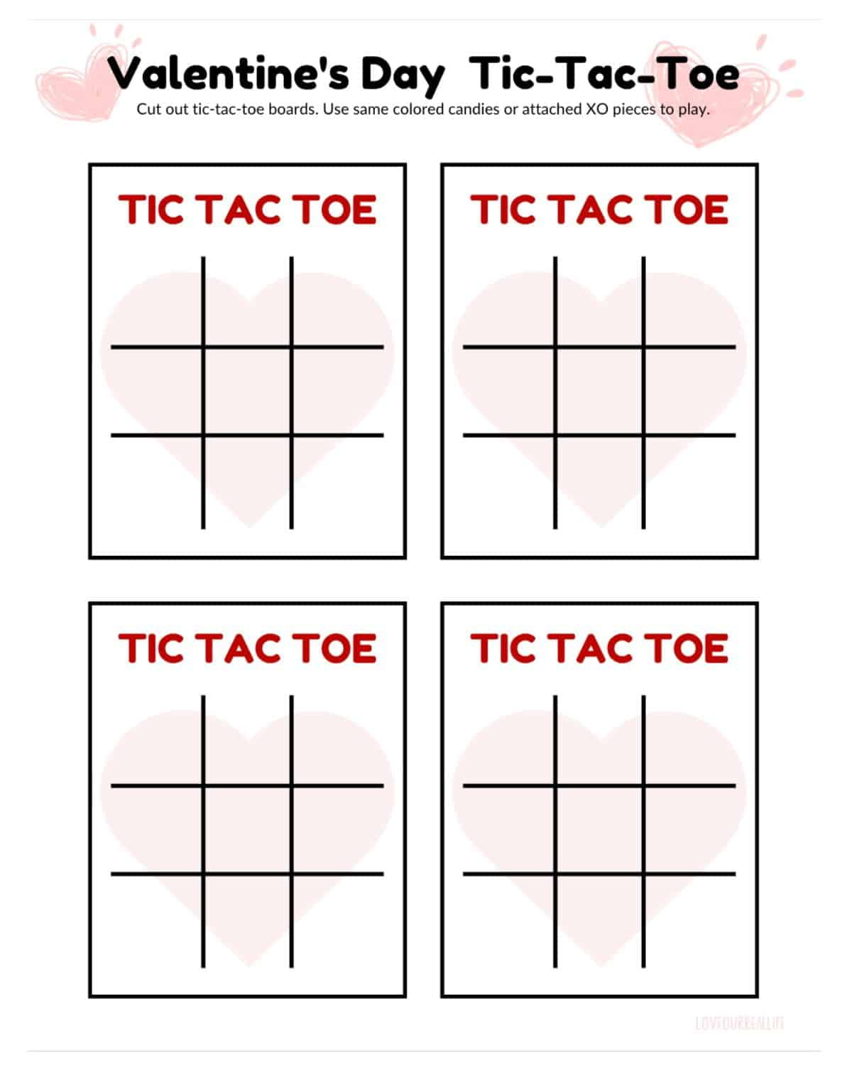 Free Printable Valentine Tic Tac Toe Cards ⋆ Love Our Real Life with Free Printable Valentine&amp;#039;S Day Tic Tac Toe