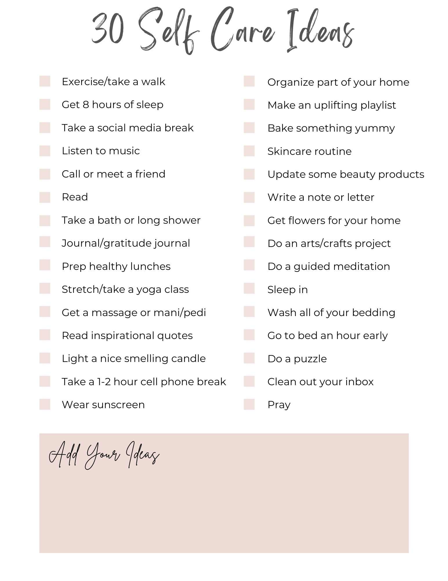 Free Printable Weekly Self-Care Checklist {Customizable} with regard to Free Self Care Printables