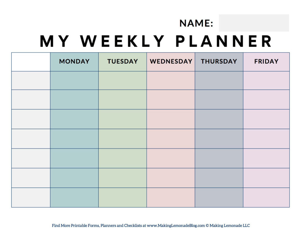 Free Printable Weekly Student Planner - Making Lemonade in Homeschool Weekly Planner Free Printable