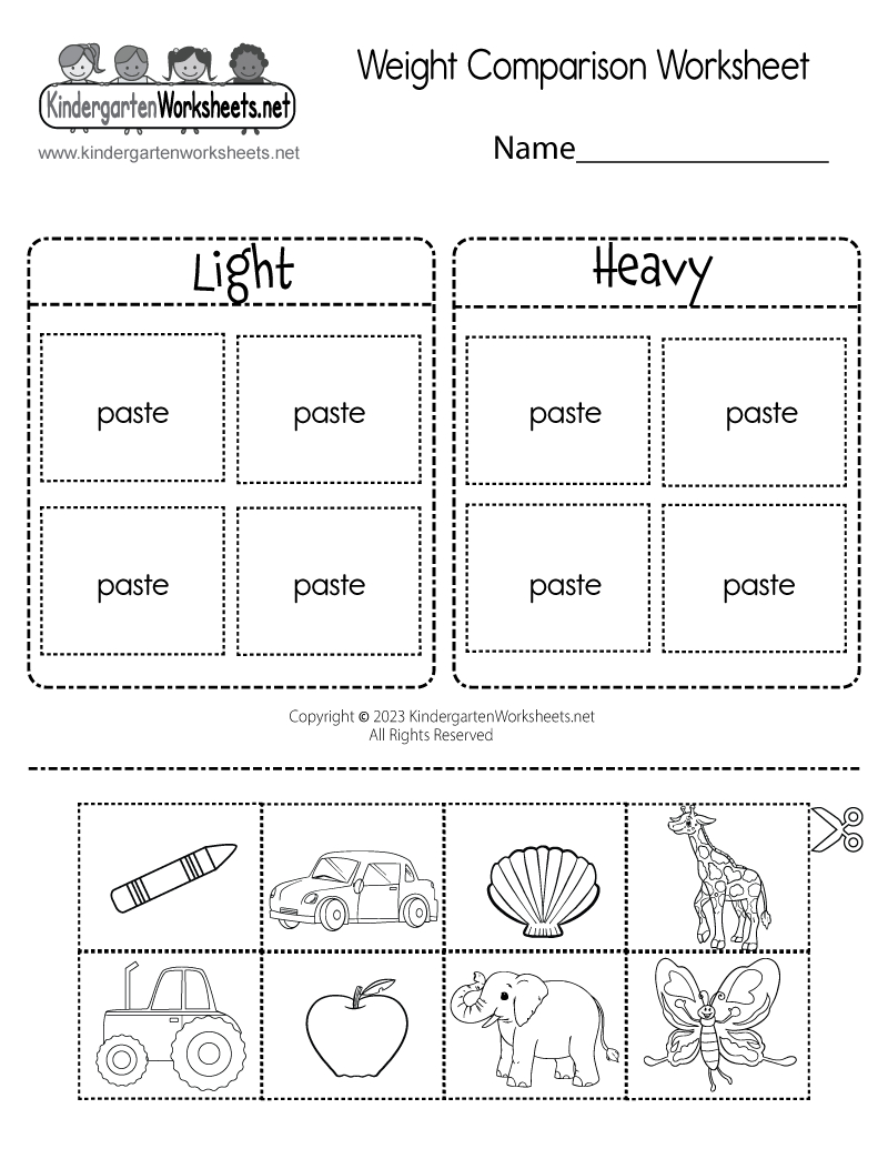 Free Printable Weight Comparison Worksheet regarding Weight Comparison Worksheet Printable