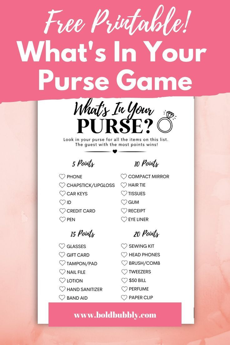Free Printable What&amp;#039;S In Your Purse Game For A Special Bridal Shower intended for What&amp;amp;#039;s in Your Purse Free Printable Game