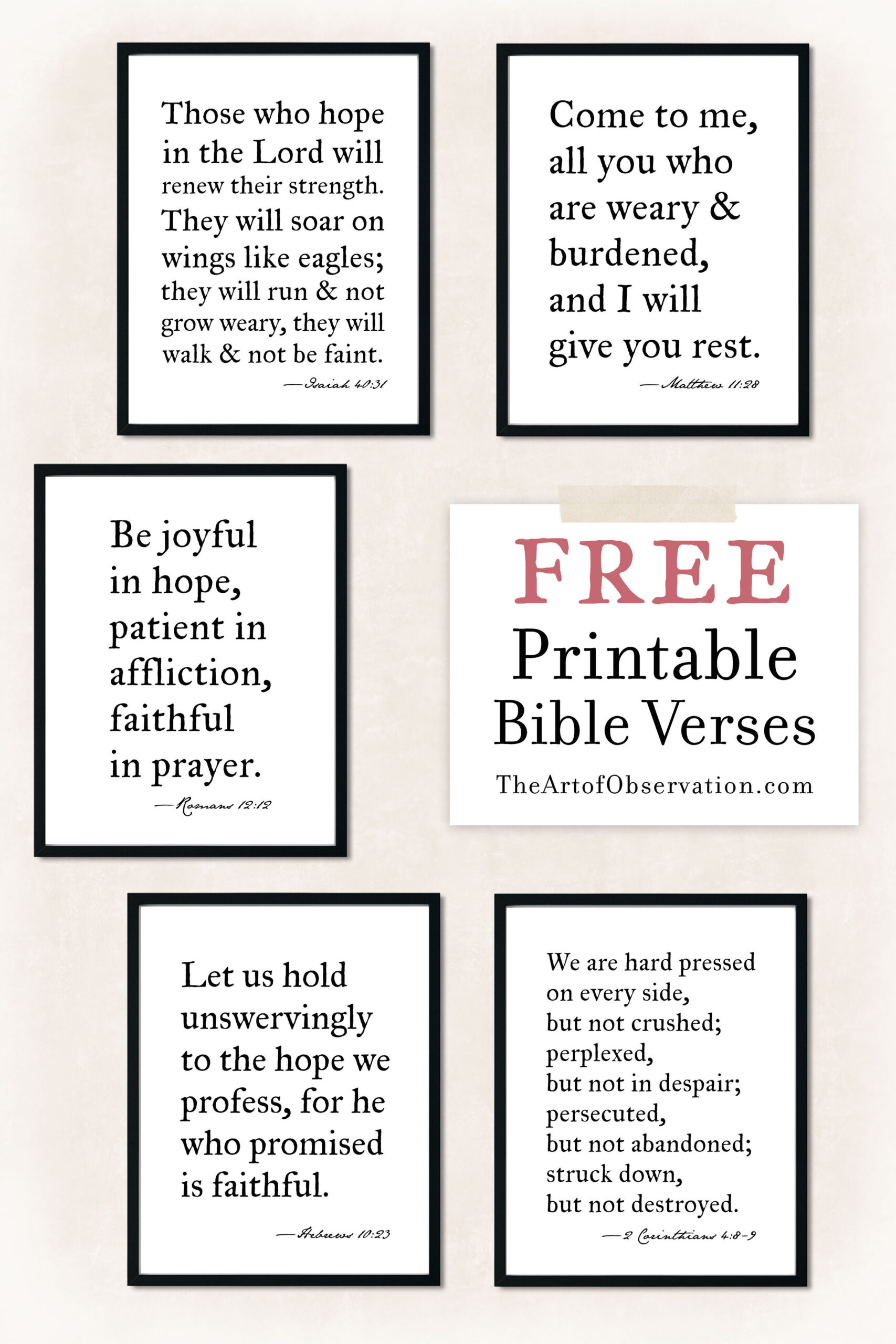 Free Printables: Bible Verse Wall Art — The Art Of Observation inside Free Printable Scripture Art
