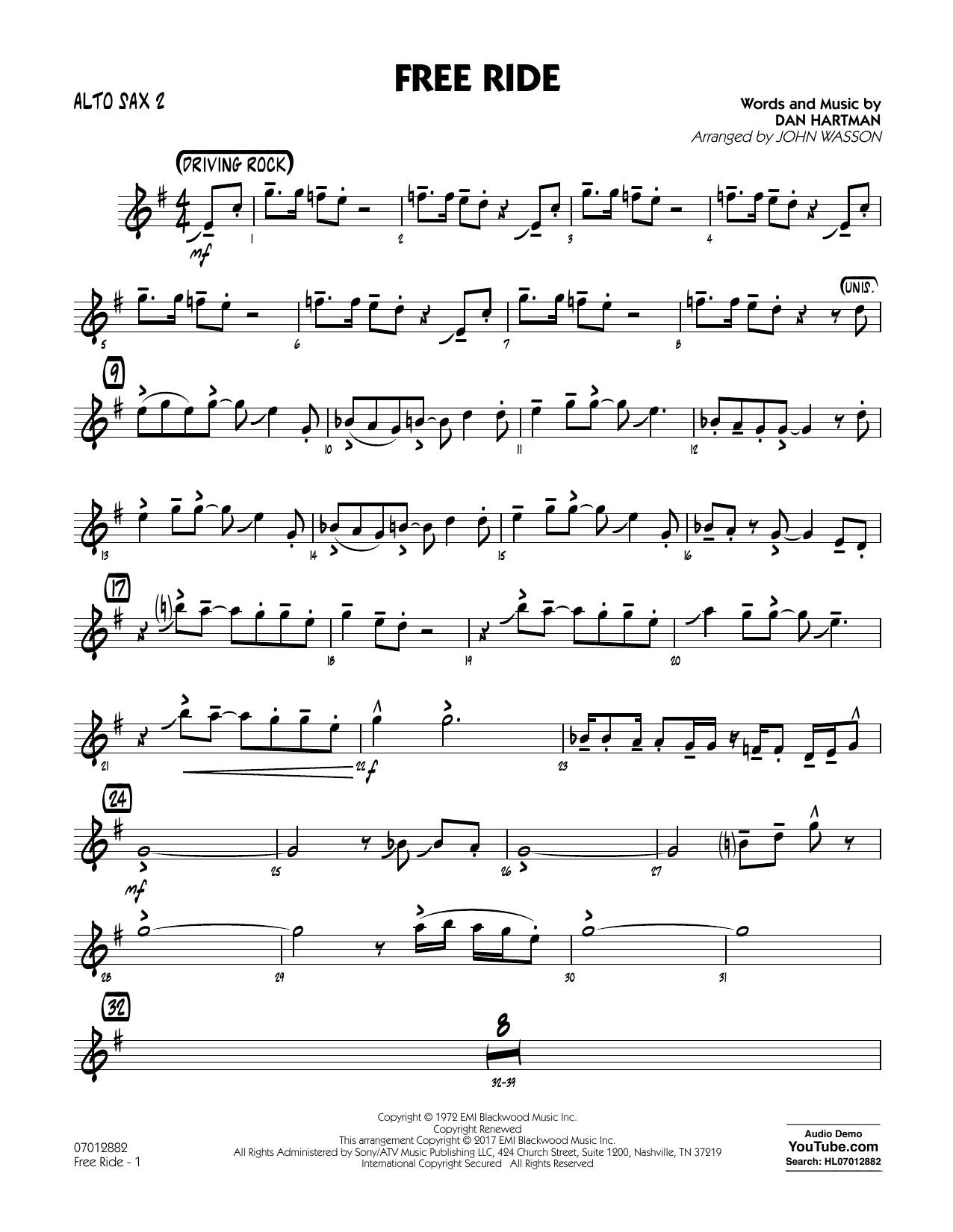 Free Ride - Alto Sax 2 | Music Shop Europe inside Alto Sax Sheet Music Free Printable