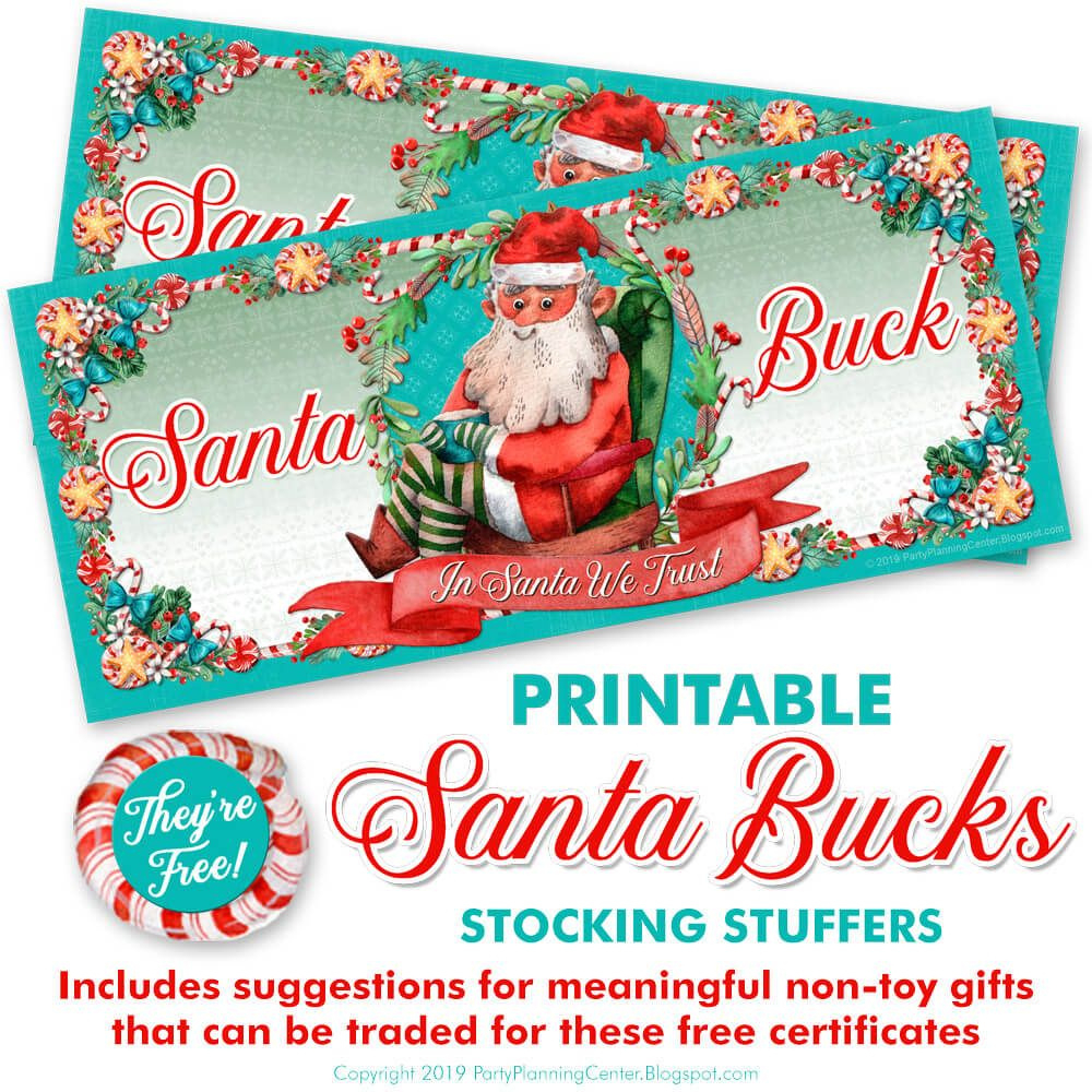 Free Santa Bucks: Give Experiences Instead Of Gifts for Free Printable Santa Money