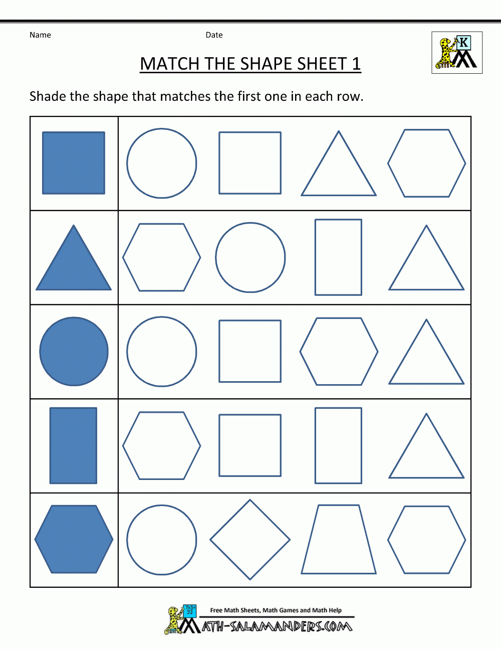 Free Shape Worksheets Kindergarten with Free Printable Shape Worksheet