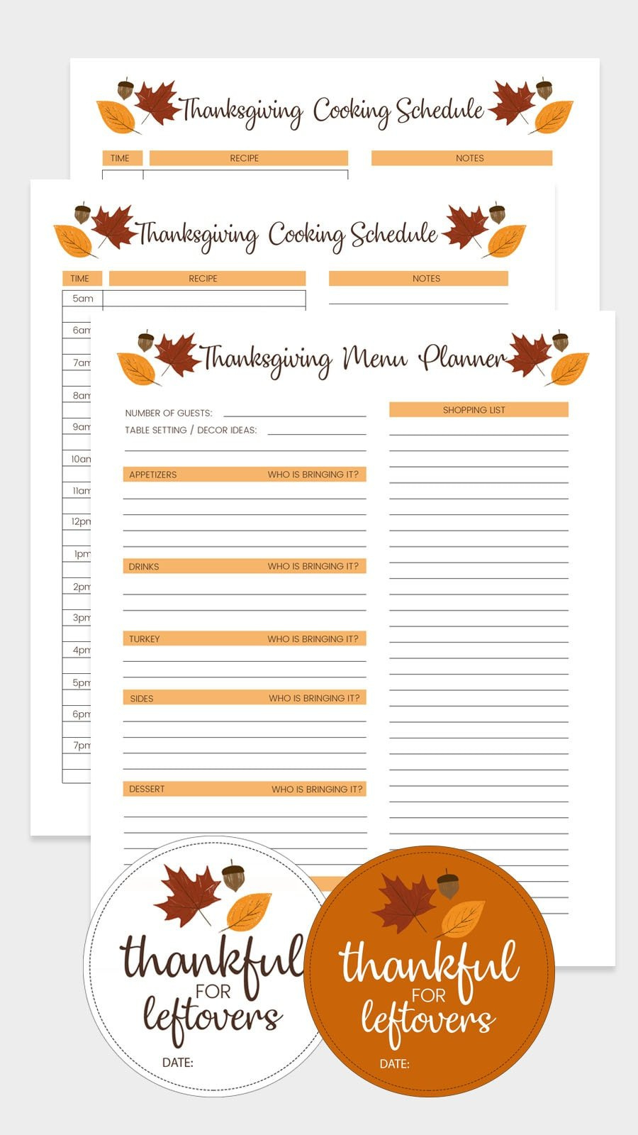 Free Thanksgiving Menu Template, Schedule + Tags | Lil&amp;#039; Luna for Free Thanksgiving Planner Printables