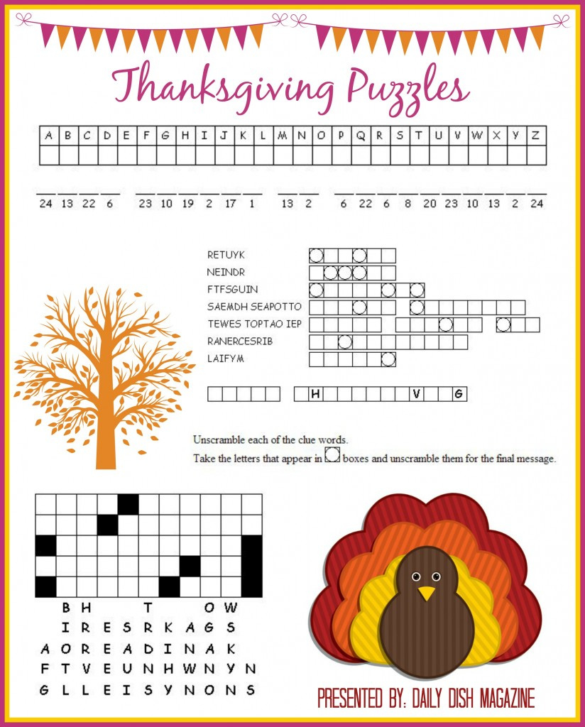 Free Thanksgiving Puzzle Printables - 24/7 Moms regarding Free Printable Thanksgiving Puzzels