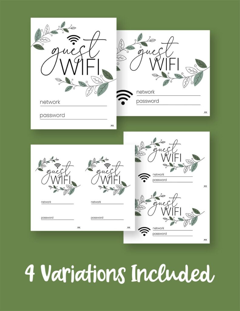 Free Wifi Password Signs - 25 Free Designs | Printabulls in Wifi Password Printable 4X6 Free