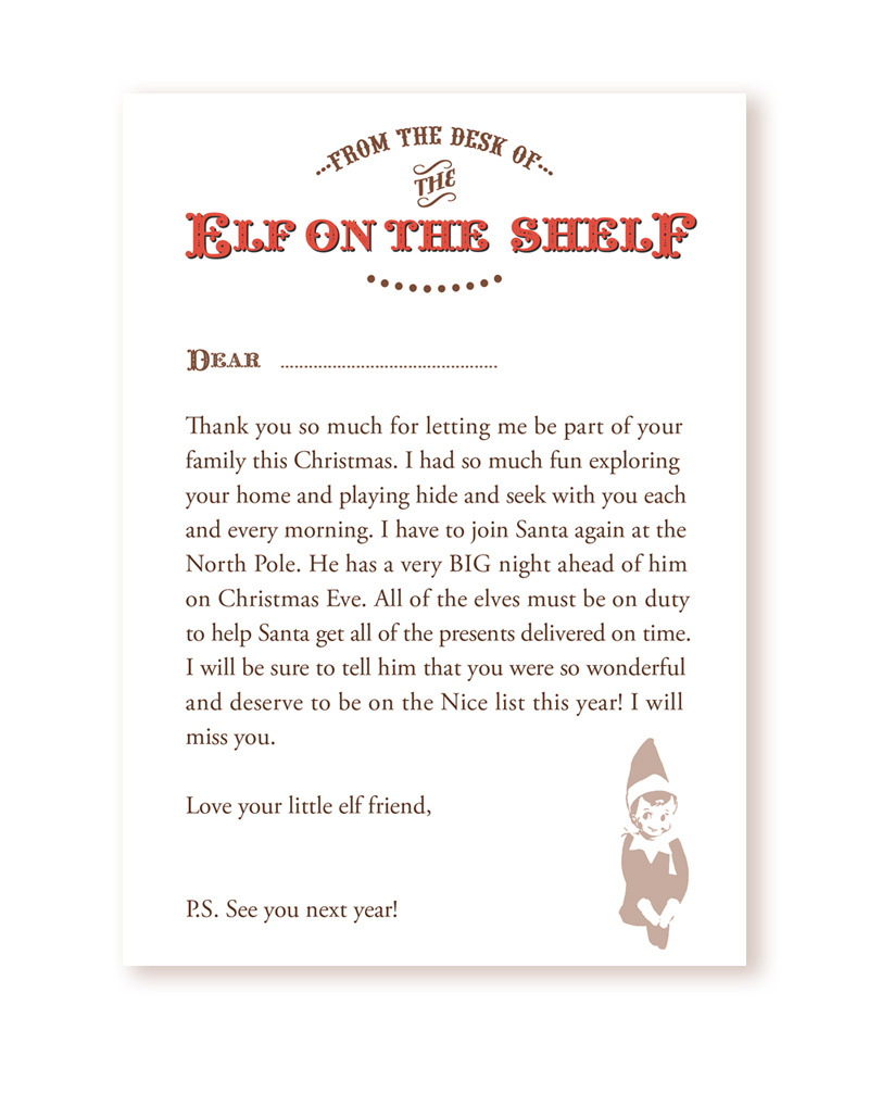 Freebie} Your Very Own Goodbye Letter From The Elf On The Shelf with regard to Goodbye Letter from Elf Free Printable