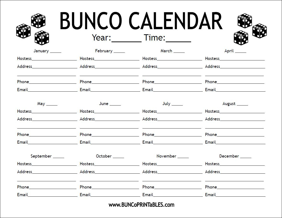 Freebies - Bunco Printables pertaining to Bunco Cards Free Printable