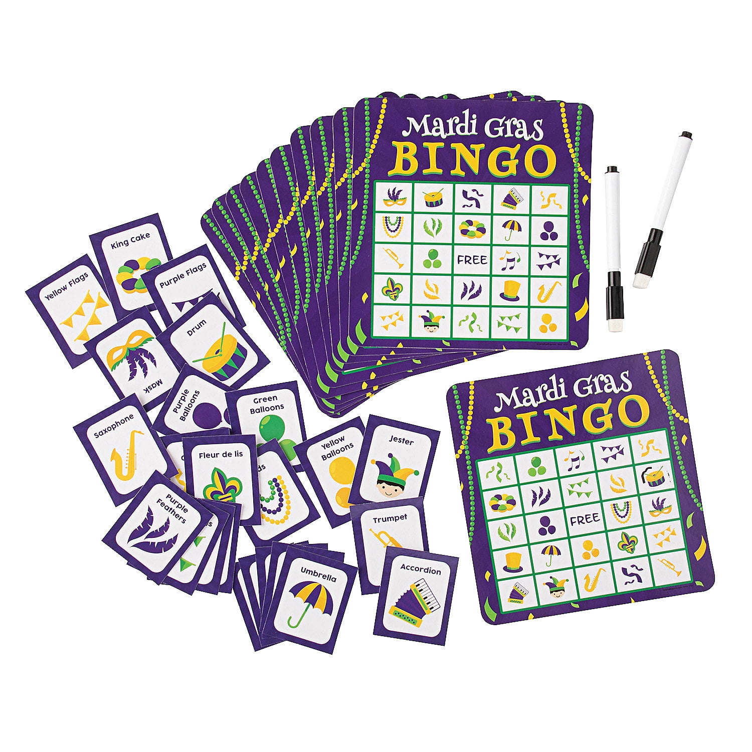 Fun Express Mardi Gras Dry Erase Bingo Game Kit, Fun Party with regard to Dry Erase Bingo Cards