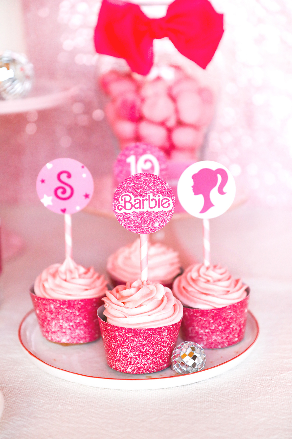 Get Your Free Barbie Party Printable Set! - Sunshine Parties intended for Free Printable Barbie Cupcake Toppers