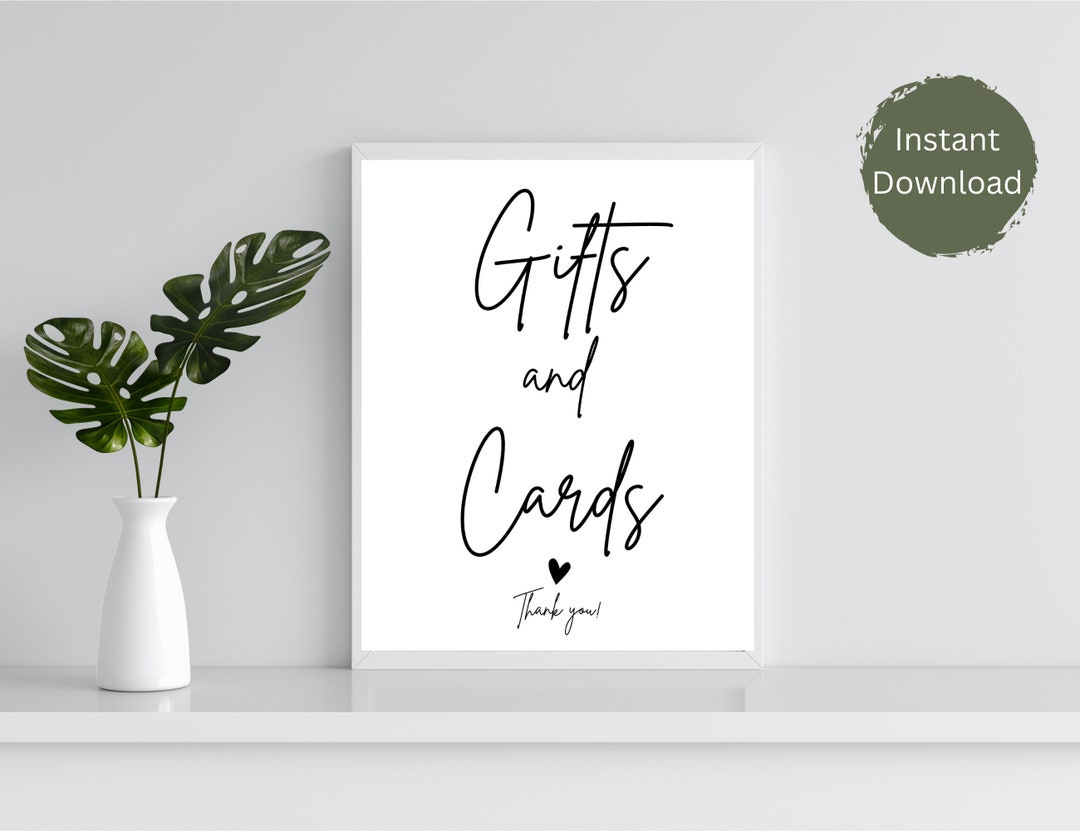 Gifts And Cards Sign, Printable Wedding Gift Table Sign regarding Gifts and Cards Sign Free Printable