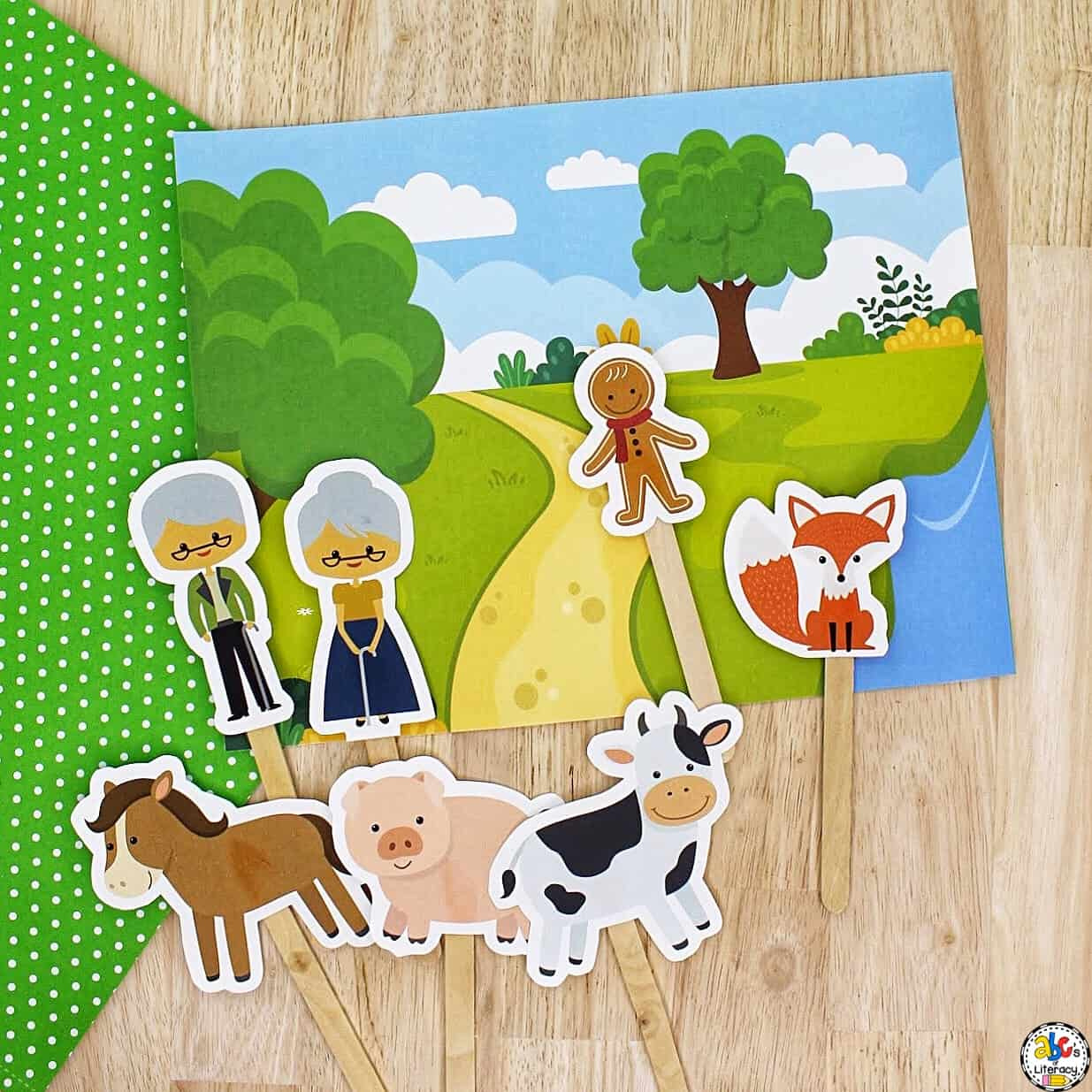 Gingerbread Man Stick Puppets throughout Puppets Free Printable Gingerbread Man Story Characters Printable