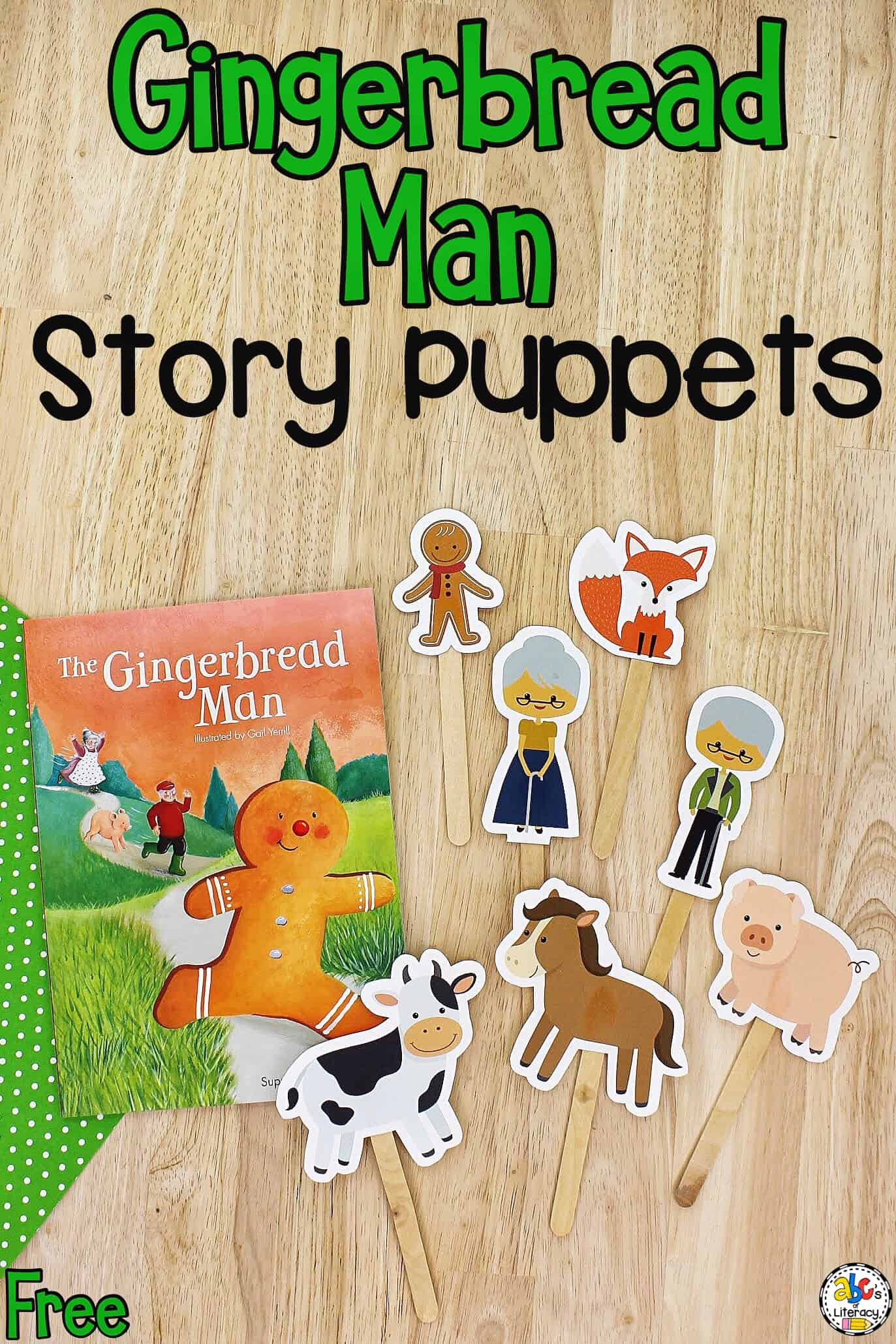 Gingerbread Man Stick Puppets throughout Puppets Free Printable Gingerbread Man Story Characters Printable