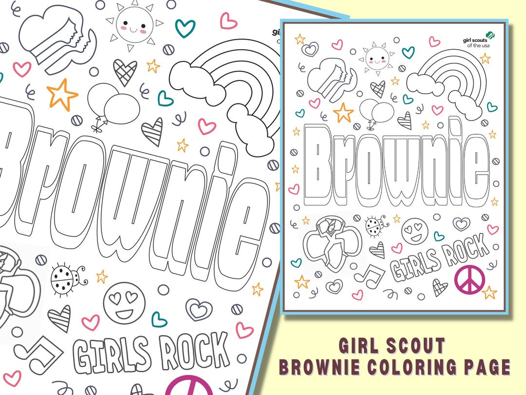 Girl Scout Brownie, Girl Scout Coloring, Instant Download - Etsy with Free Printable Girl Scout Brownie Coloring Pages