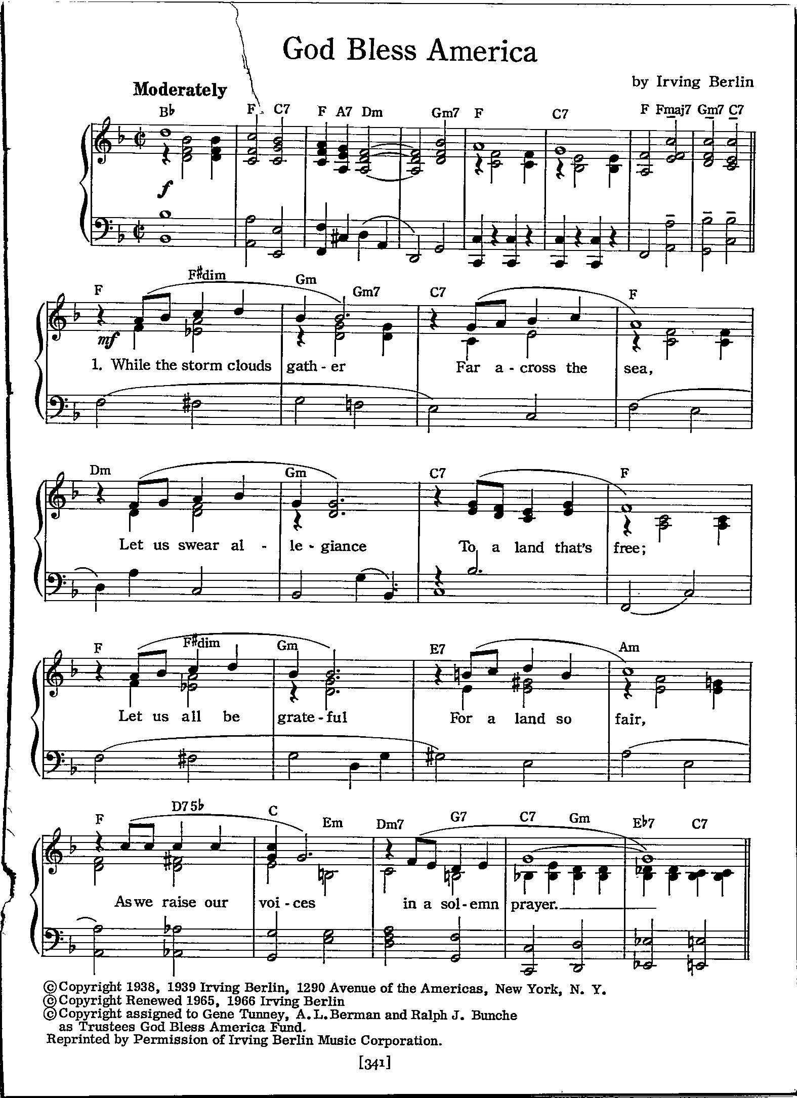 God Bless America Sheet Music - Digital Patriotic Tune - Key Of F regarding Downloadable Free Printable God Bless America Sheet Music