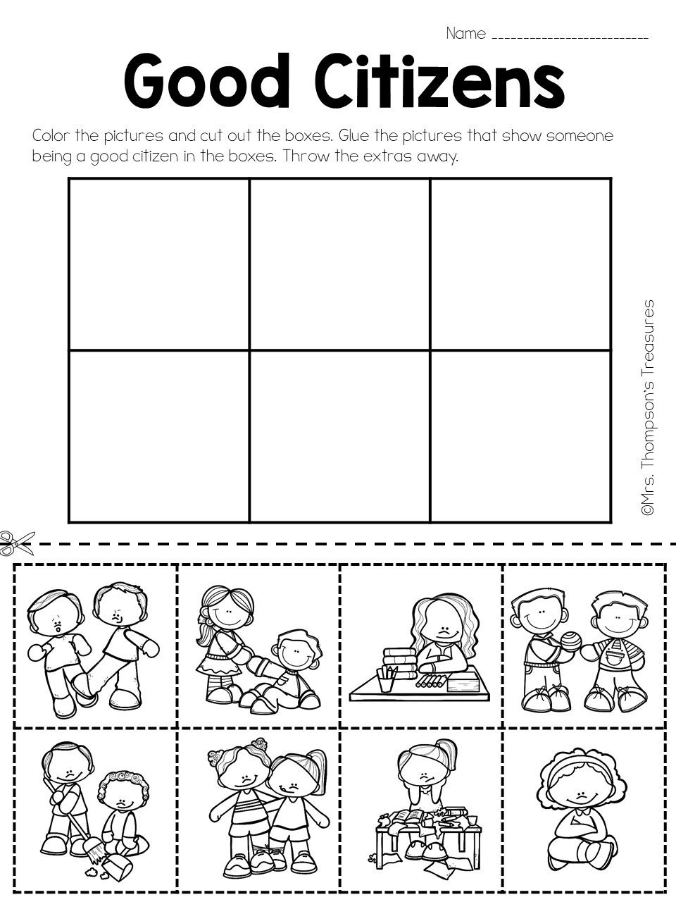 Good Citizen Kindergarten Worksheet with regard to Free Citizenship Worksheets Printables