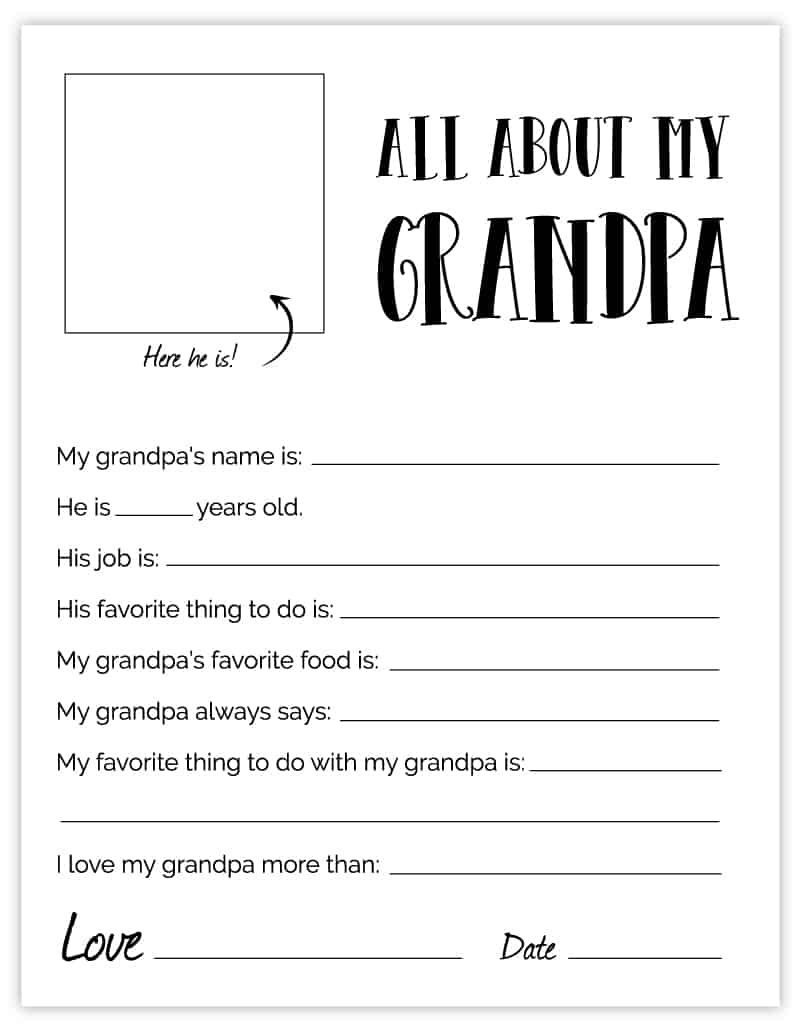 Grandpa Father&amp;#039;S Day Printable - Free Grandpa Fathers Day Gift within All About My Grandpa Free Printable