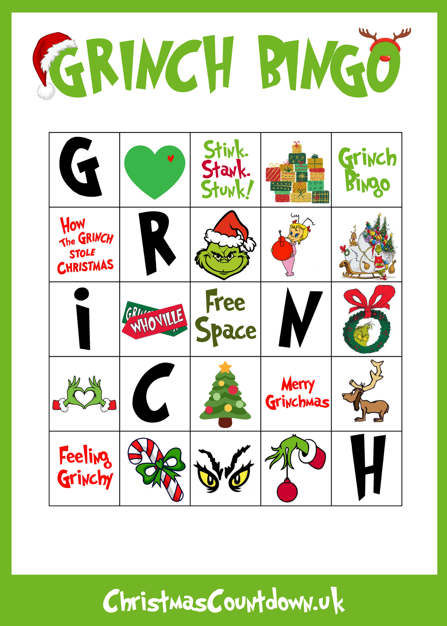 Grinch Bingo - Free Printable Christmas Game 2025 with regard to Grinch Bingo Free Printable