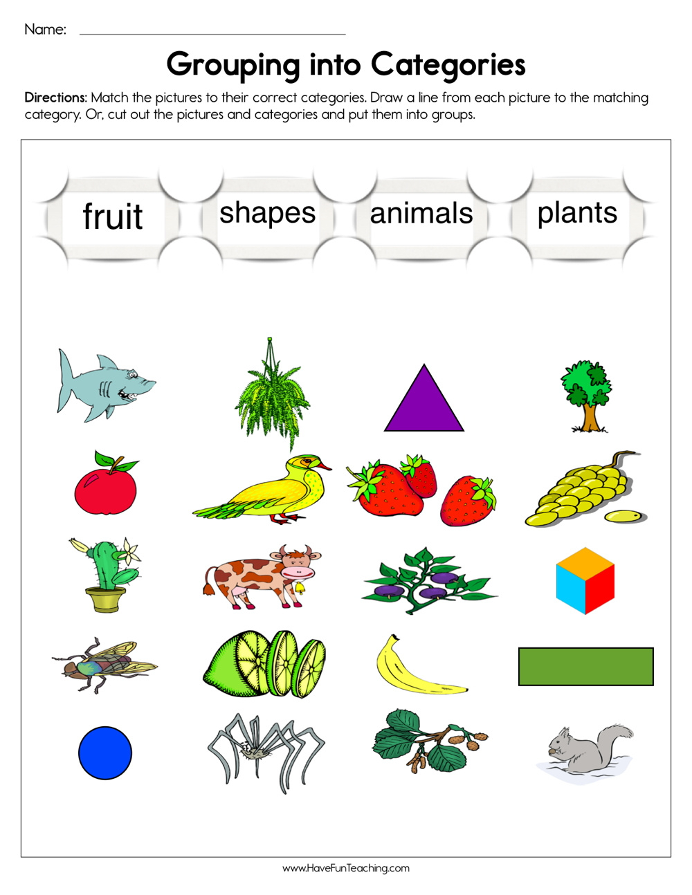 Grouping Into Categories Worksheet - Have Fun Teaching regarding Printable Main Categories of Kindergarten Worksheets